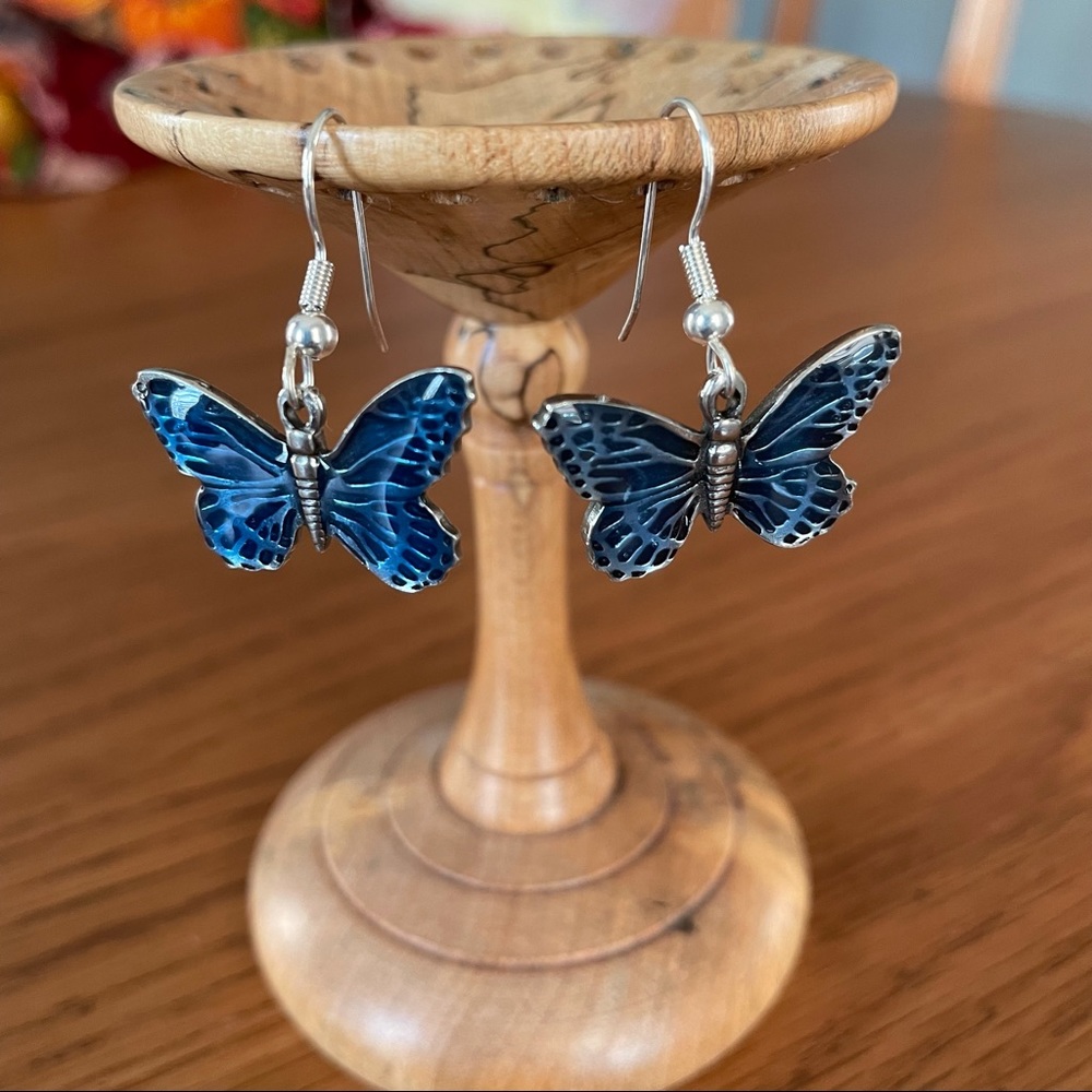 Danforth Pewter Blue Butterfly Earrings